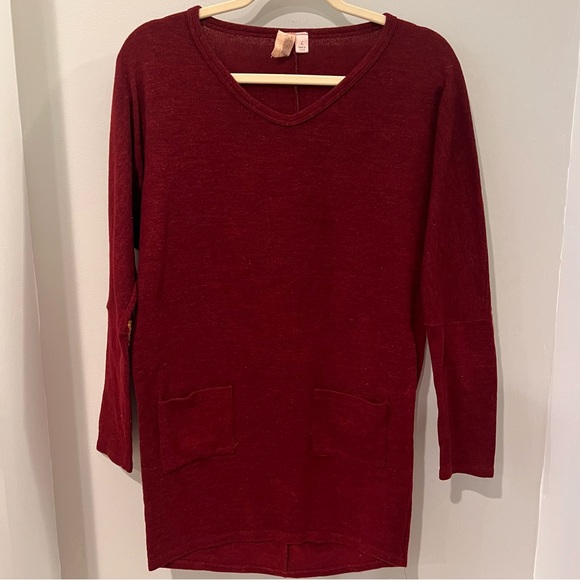 Gold-Patch Maroon Tunic Sweater - Picture 3 of 5
